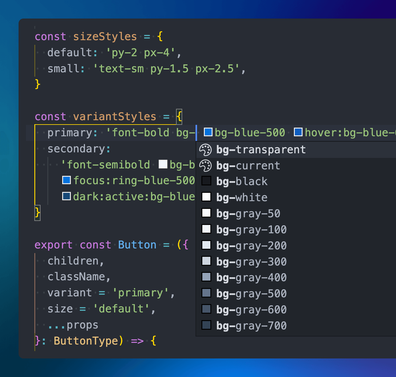 Using Tailwind within variables